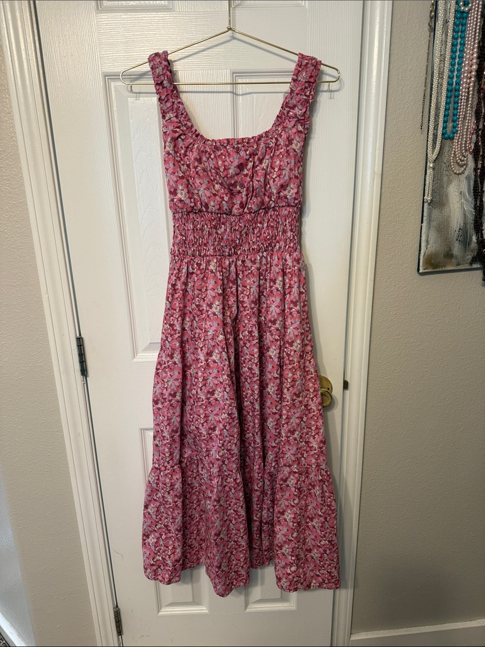 Universal Thread Pink Floral Smocked Maxi Dress